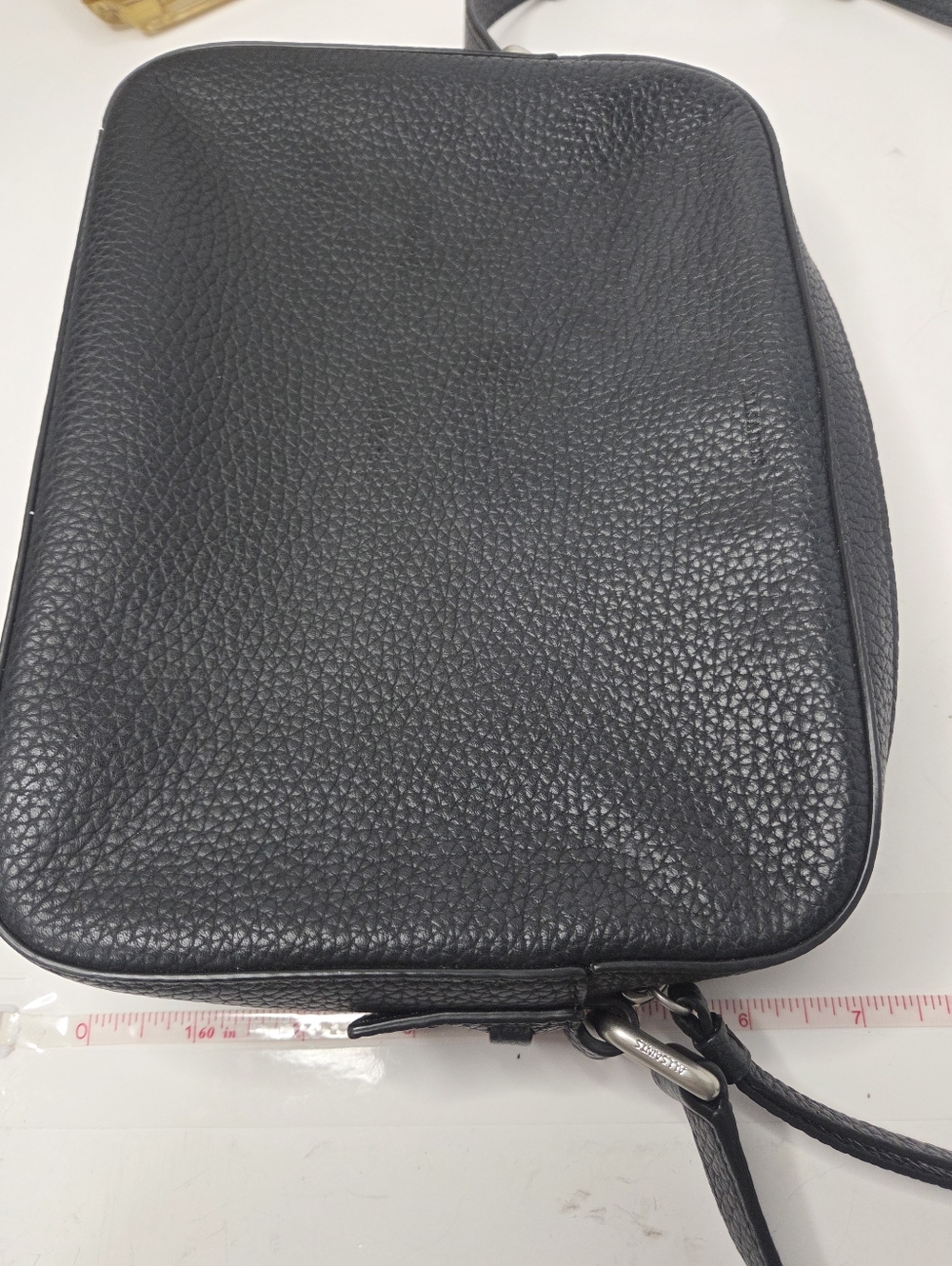 ALLSAINTS captain Black Pebbled Leather Crossbody Bag EUC minimalist classic - Picture 10 of 13